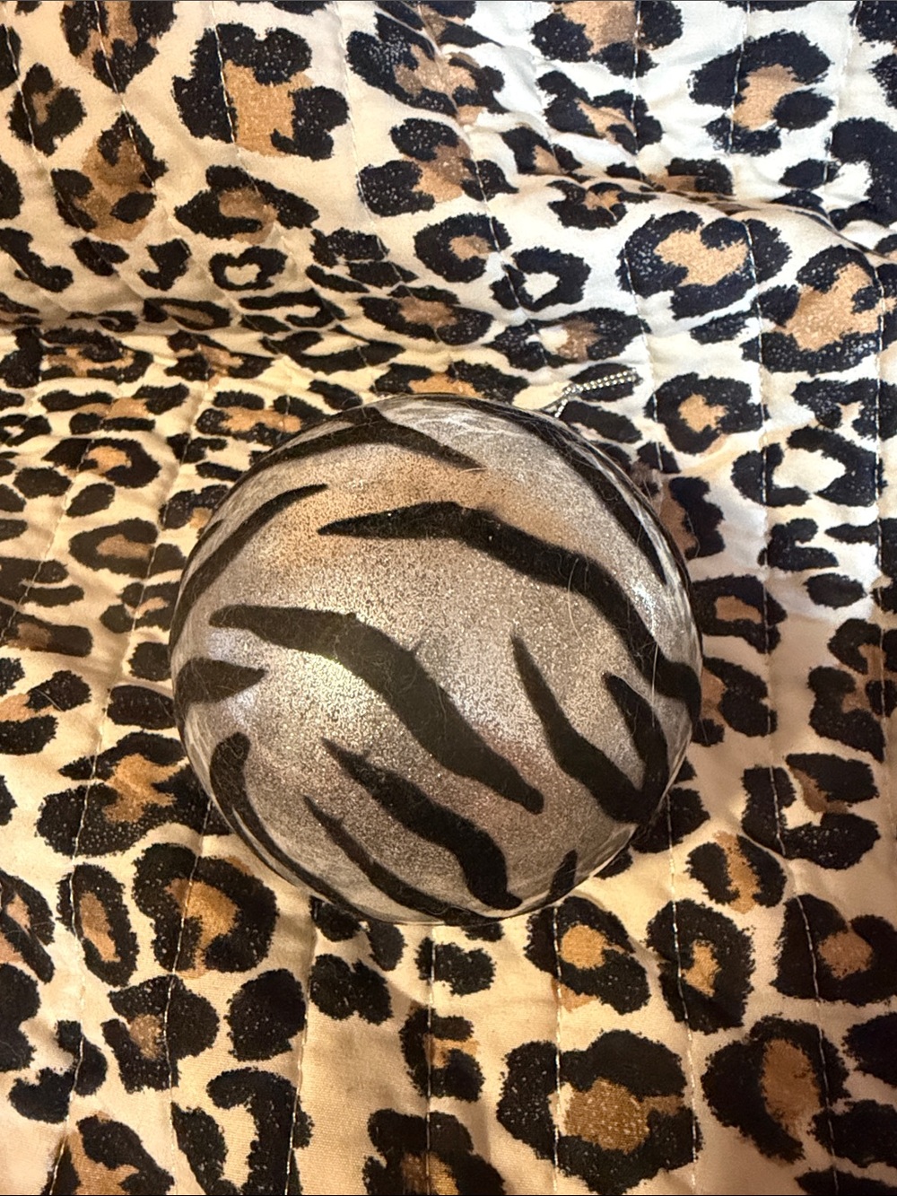 Glitter Zebra Print Decorative ornament- Silver and Black